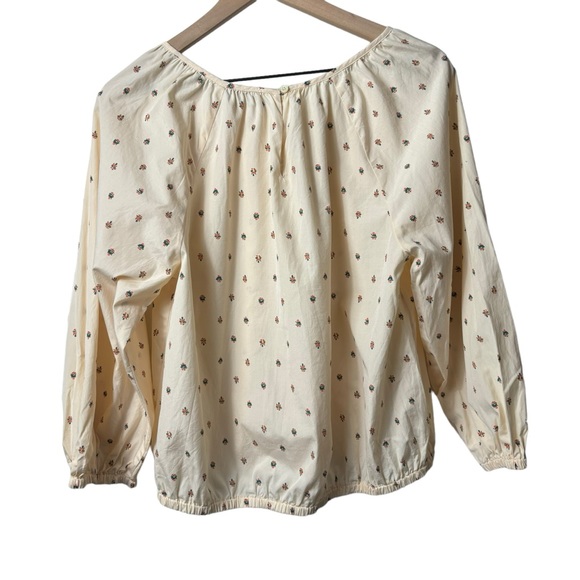 Madewell Gathered Puff-Sleeve Crop top in Sunrise Floral Bone size Large - Picture 8 of 10
